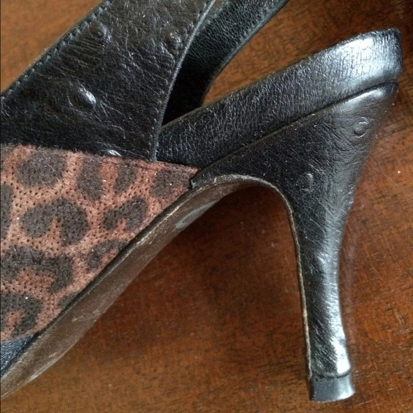 Donald Pliner Ostrich/Leopard Sandals, Size 6M - Picture 4 of 4